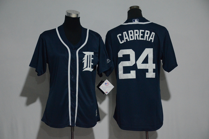 Womens 2017 MLB Detroit Tigers #24 Cabrera Blue Jerseys